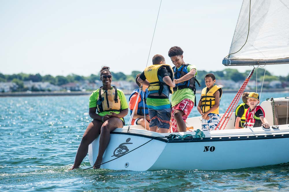 Student getting ready to be towed by a Sonar