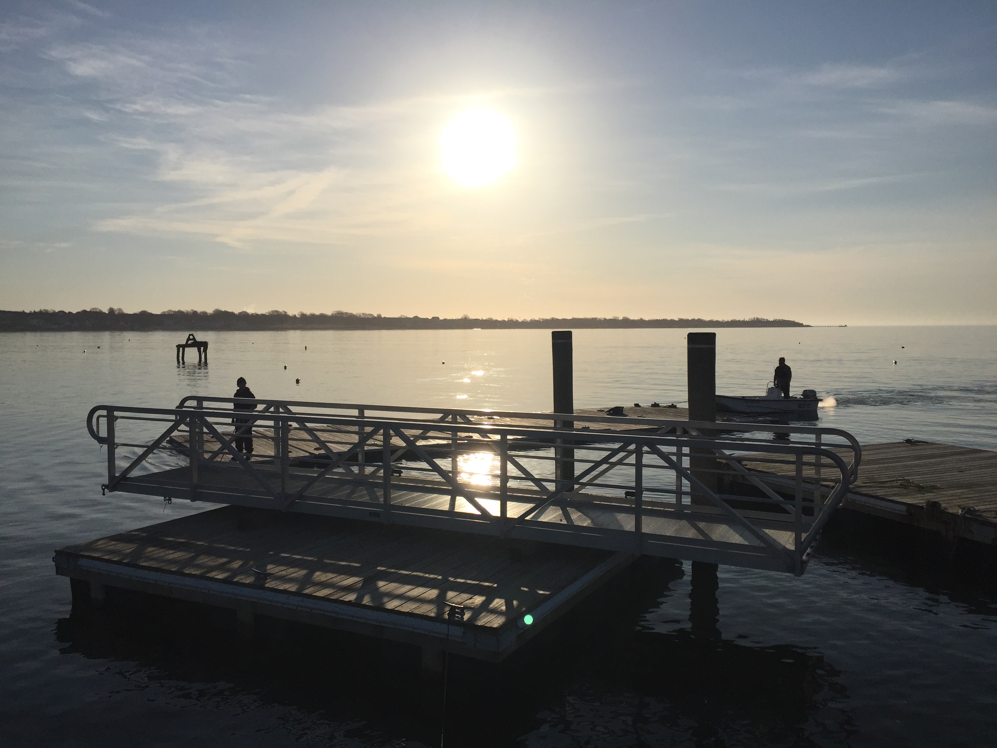 sunrise while working on the docks