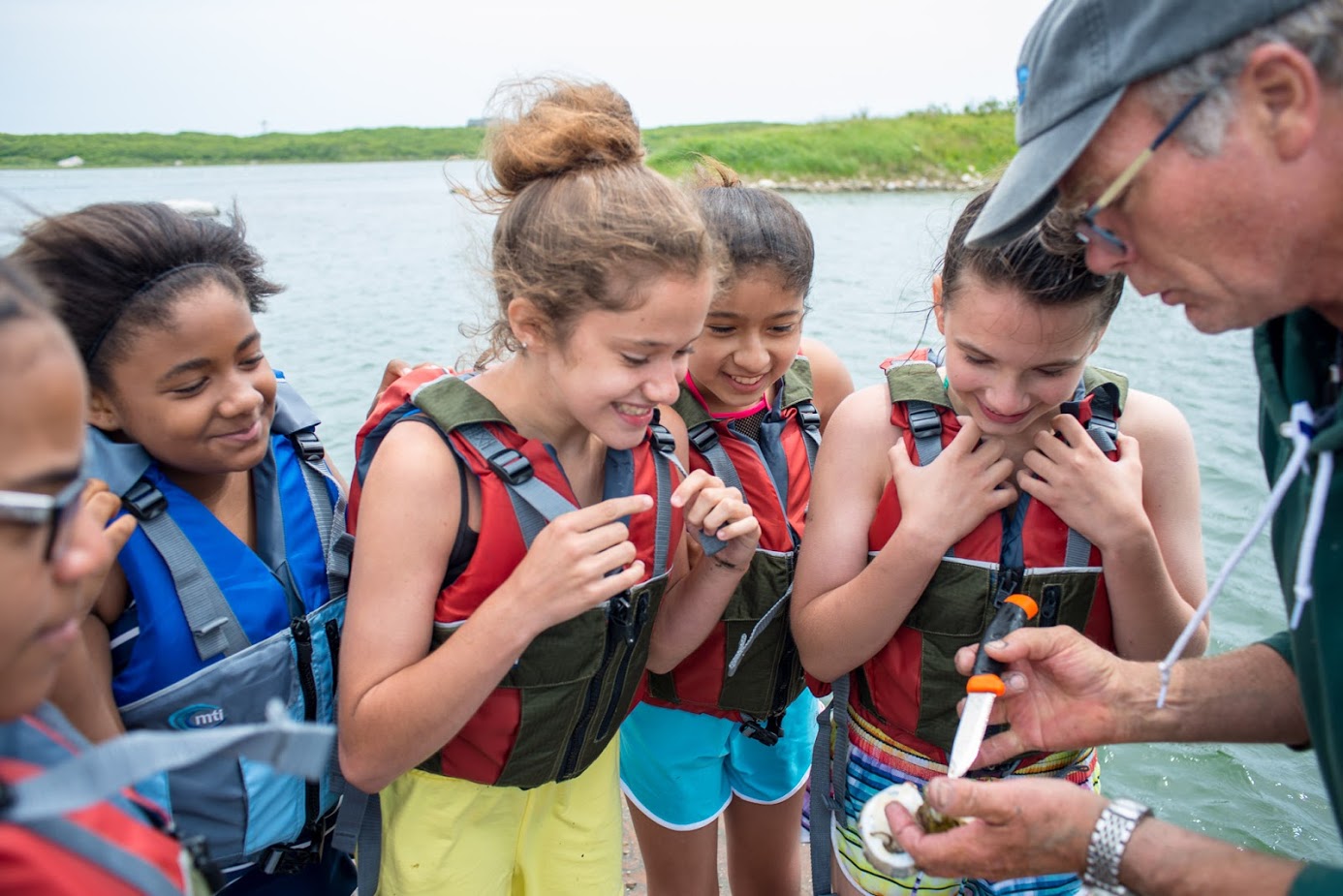 Students learning about marine life