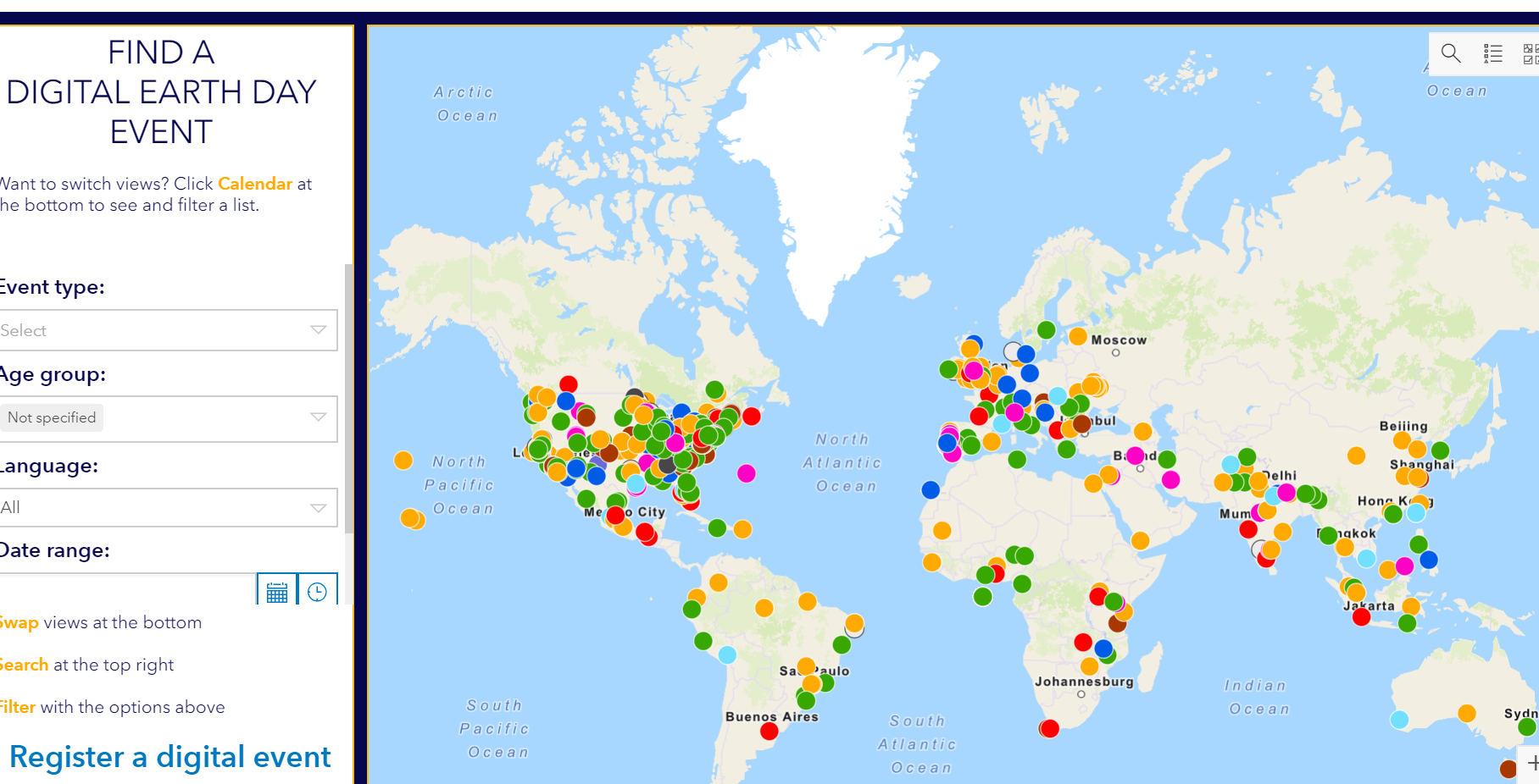 Earth Day event map