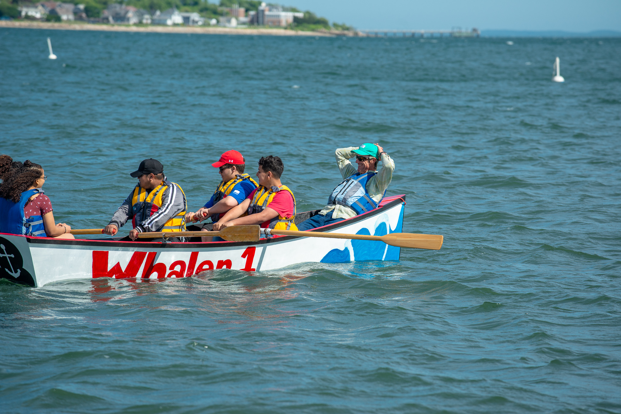 Whaler 1 being rowed around Clarks Cove