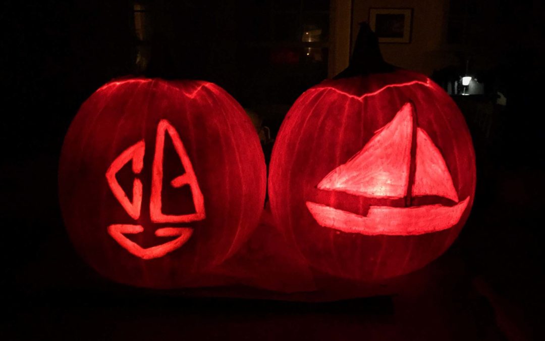 CBC logo carved on pumpkins