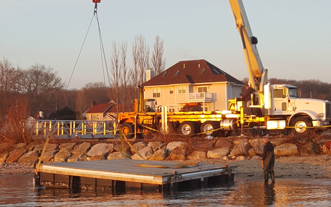 Cranes launching docks