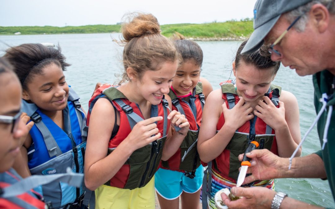 Students learning about marine life